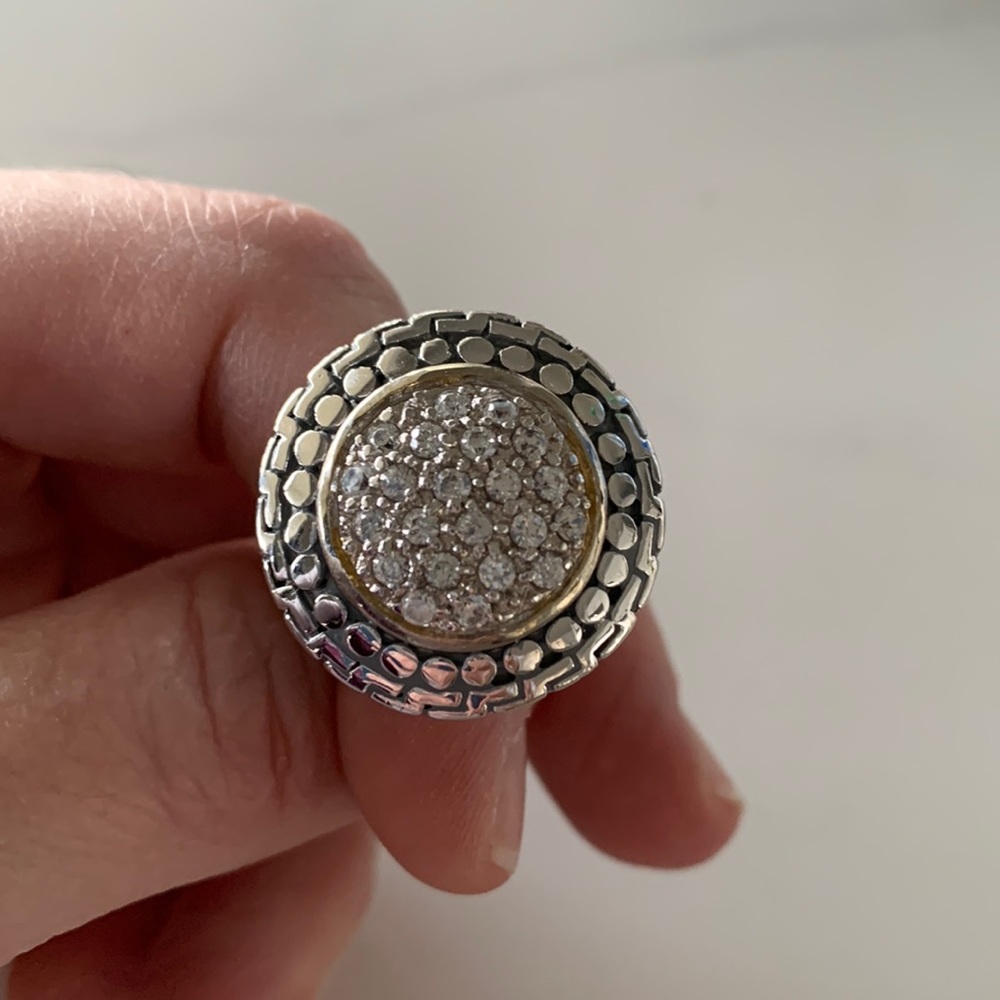 Crystal button fashion ring